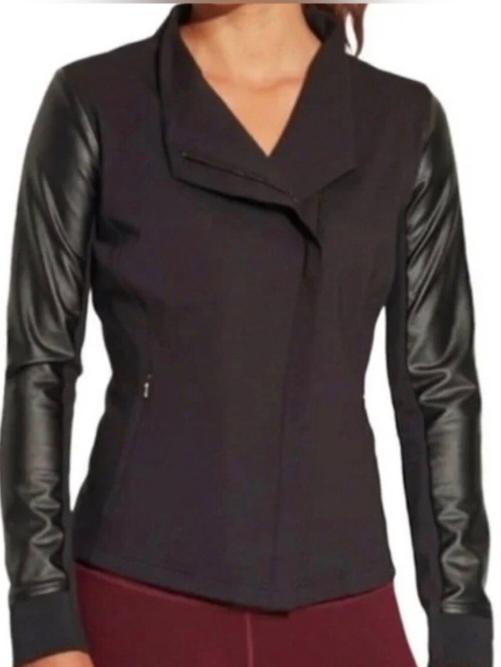 Calia Women's Black Jacket with pleather arms